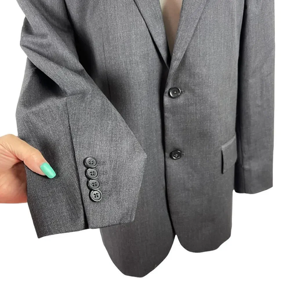 Banana Republic Men's Single Breasted Tailored Suit Jacket Dark Charcoal Sz 44R